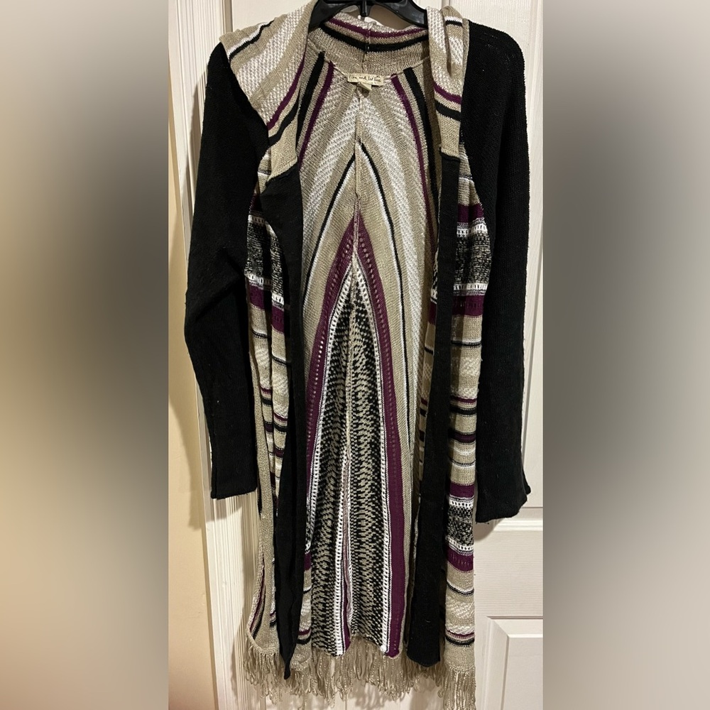 Live & Let Live Multicolor Long Cardigan with Fringe